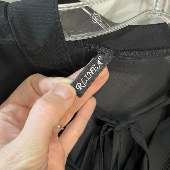 Black sheer long sleeve blouse - Picture 4 of 4